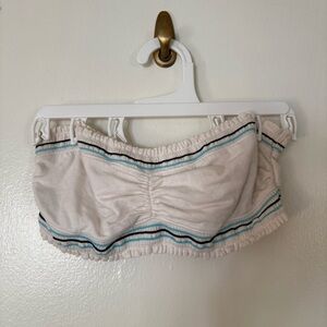 Hollister White and Blue Striped Bandeau Top